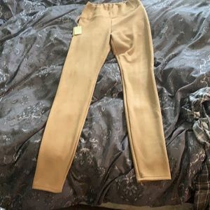 Daria suede leggings, tan, medium, NWT
